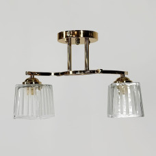 Люстра стельова Light House LNF-17531/2 FGD золото з прозоро-смугастим плафоном