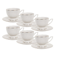 Чайний набір Lefard на 6 персон чашки 220 мл (359-486) ​​білий із золотою облямівкою