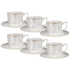 Чайний набір Lefard "Stella" на 6 персон чашки 290 мл (440-130) білий із золотою облямівкою