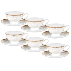 Чайний набір Lefard "Золота класика" на 6 персон чашки 220 мл (440-133) білий із золотою облямівкою