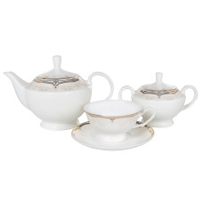 Чайний сервіз "Золота класика" Lefard на 6 персон з чайником 440-132 білий 