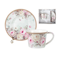 Чашка порцелянова з блюдцем Lefard "Англійська троянда" 220мл (924-564)