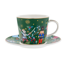 Чашка чайна порцелянова з блюдцем Lefard "green christmas" 220 мл (922-073)