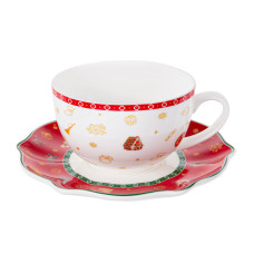 Чашка чайна порцелянова з блюдцем Lefard "Christmas delight" 250мл (985-143)