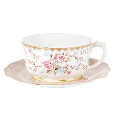 Чашка чайна порцелянова з блюдцем Lefard "Діана" 400мл (264-725) білий