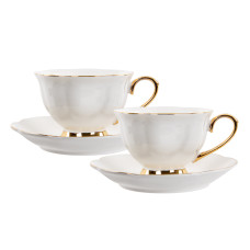 Набір чайних чашок порцелянових з блюдцем Lefard "Сніговий ранок" на 2 персони 220мл (922-053)