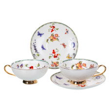 Набір чайних чашок порцелянових з блюдцем Lefard "Холодне літо" на 2 персони 200мл (975-070)