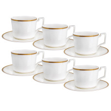 Чайний набір Lefard "Magnat" на 6 персон чашки 290 мл (440-127) білий із золотою облямівкою