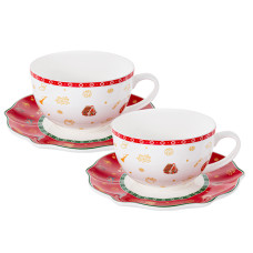 Набор чайных чашек фарфоровых с блюдцем Lefard  "Christmas delight" на 2 персоны 250мл (985-145)