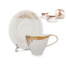 Чайний набір Lefard "Золота симфонія" на 6 персон чашки 200 мл (586-030) білий із золотим орнаментом.