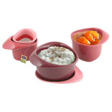 Чайный набор для завтрака с фильтром на подставке 5 предметов 180мл 250мл 350мл розовый