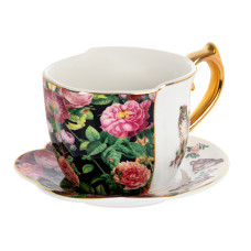 Чашка порцелянова з блюдцем Lefard "Тигр+квіти" 270мл (925-020)