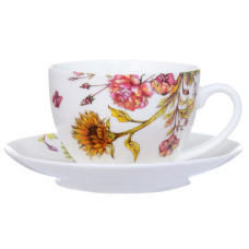 Чашка порцелянова з блюдцем Lefard "Соняшник" 200мл (358-954)