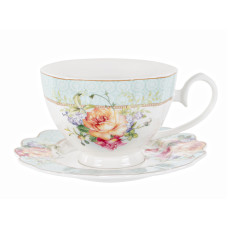 Чашка порцелянова з блюдцем Lefard "Ніжна троянда" 250мл (165-312)