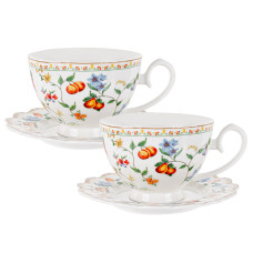 Набір чайних чашок порцелянових з блюдцем на 2 персони Lefard "Фруктовий вальс" 250мл (165-362)