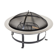 Вугільний гриль-барбекю Levistella LV20021801FP чаша для вогню, хром + чорний