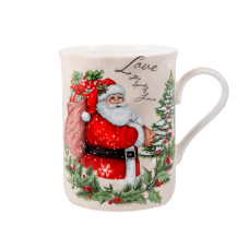 Чашка фарфоровая Lefard "Merry christmas Дед Мороз с мешком" 350 мл красная (924-650)