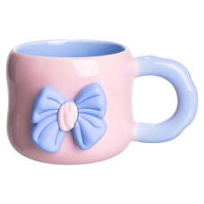Чашка фарфорова Light House "Бант" LG-30198 PK+BL 400 мл рожевий з блакитним на магніті