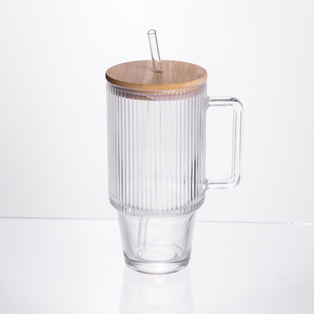 Зображення Кухоль скляний з кришкою та трубочкою Light House LG-30147 CL 750 мл прозора ИМ Light-Deco 