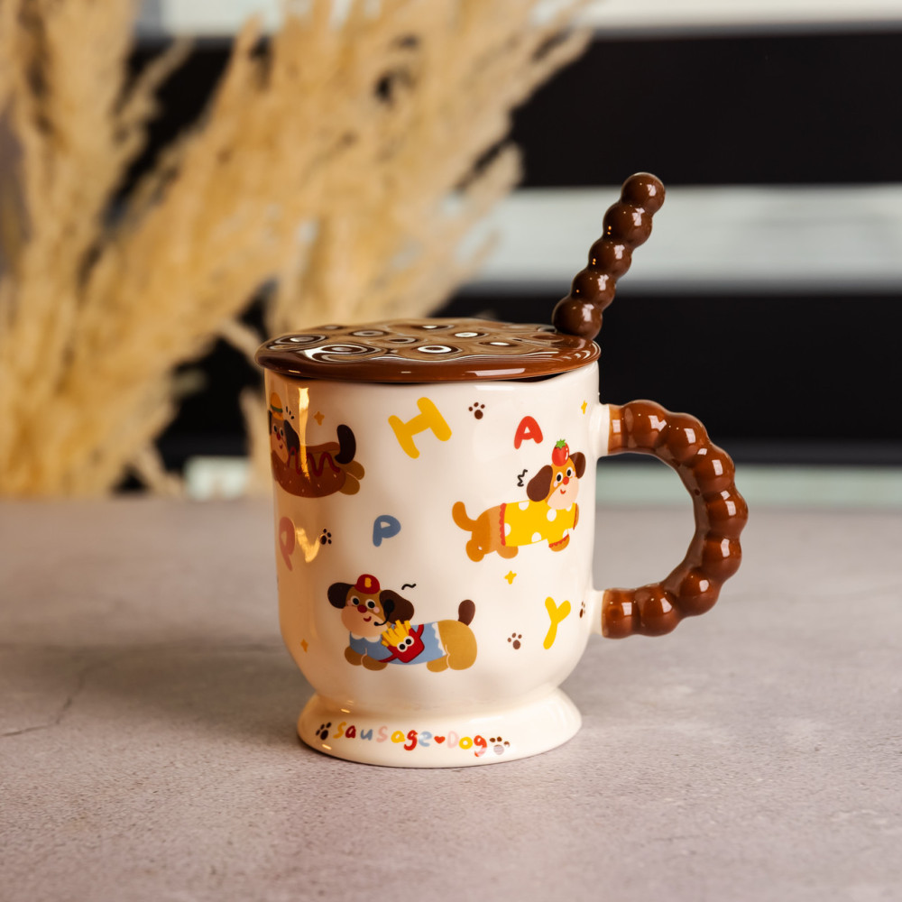 Зображення Чашка порцелянова Light House "Святкові такси" LG-30160-B MIX 400 мл з ложкою та кришкою ИМ Light-Deco 1 