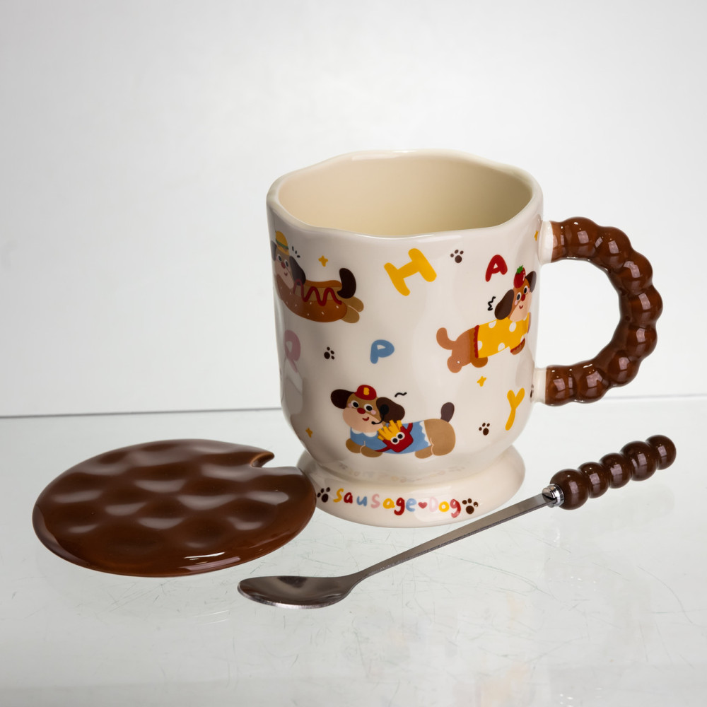 Зображення Чашка порцелянова Light House "Святкові такси" LG-30160-B MIX 400 мл з ложкою та кришкою ИМ Light-Deco 2 