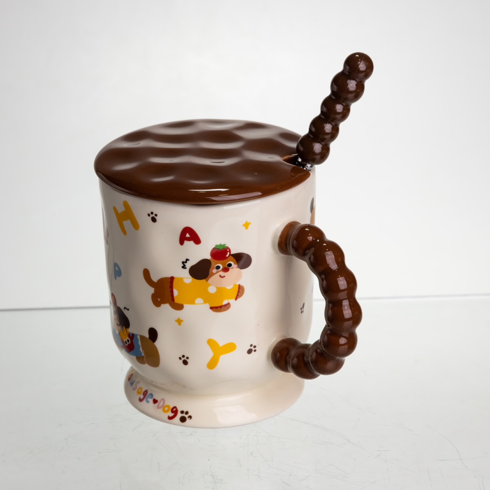 Зображення Чашка порцелянова Light House "Святкові такси" LG-30160-B MIX 400 мл з ложкою та кришкою ИМ Light-Deco 3 