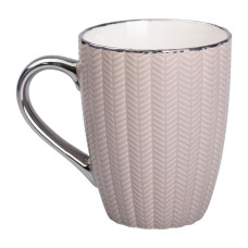 Чашка керамічна Light House 400 (мл) із сріблястим обідком та ручкою (LG-20168) Кремова