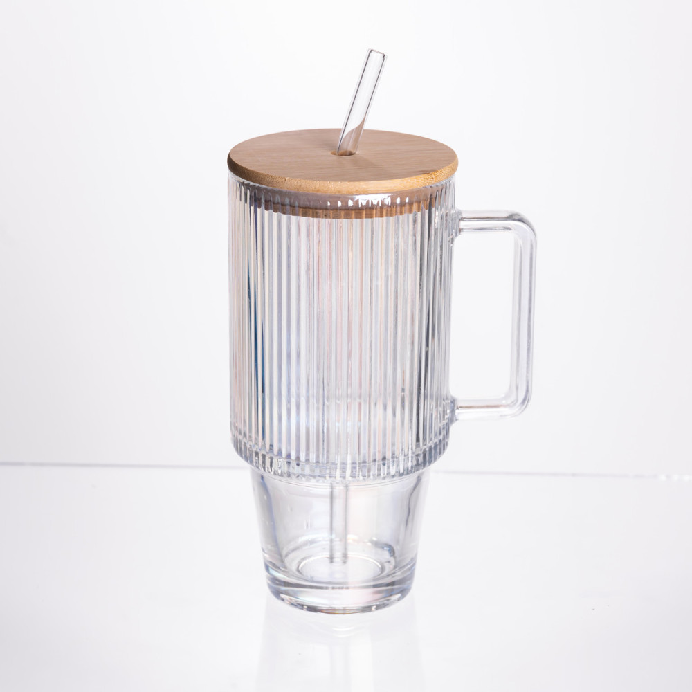 Зображення Кружка скляна з кришкою та трубочкою Light House LG-30153-A CL 750 мл прозора ИМ Light-Deco 