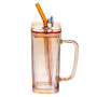 Зображення Чашка скляна  Light House LG-30119 280 мл з кришкою та трубочкою висота коричнева ИМ Light-Deco 