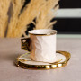 Зображення Чашка фарфоровая для кофе 200 (мл) с блюдцем и ложкой, красивая чашка в подарок Белый с золотом FM-1B ИМ Light-Deco 1 