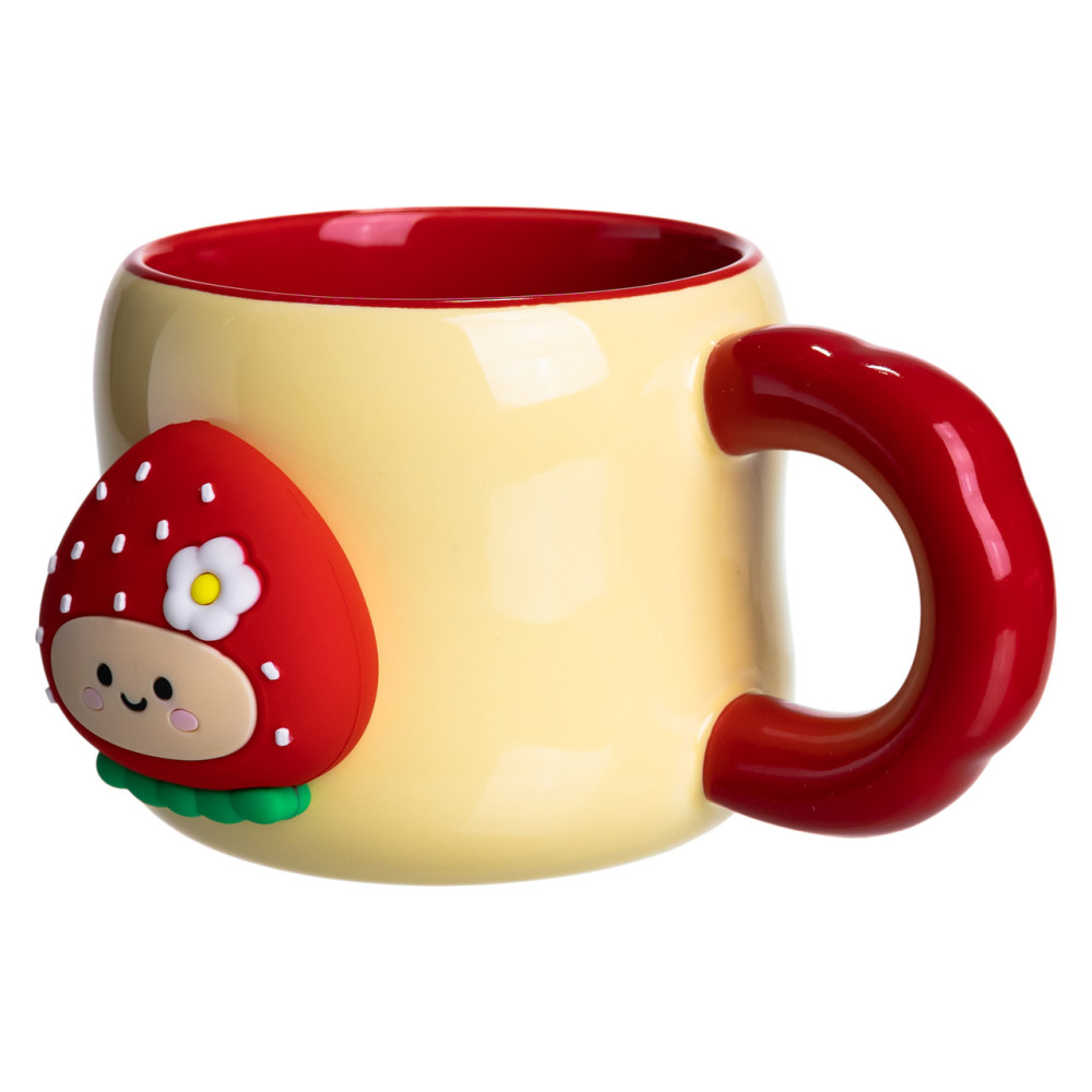 Зображення Чашка порцелянова Light House LG-30166 YL+RD 400 мл жовта з червоним медальйоном "Полуниця" на магніті ИМ Light-Deco 1 