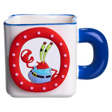 Чашка порцелянова Light House LG-30163 BL 500 мл біла з червоним медальйоном "Містер Крабс" на магніті