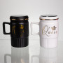 Зображення Набір парних порцелянових чашок з кришкою Light House "Queen&King" LG-30151 BK+WT 450 мл біла + чорна ИМ Light-Deco 