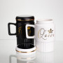 Зображення Набір парних порцелянових чашок з кришкою Light House "Queen&King" LG-30151 BK+WT 450 мл біла + чорна ИМ Light-Deco 2 