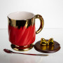 Зображення Чашка порцелянова Light House LG-30161 RD+GD 450 мл з ложкою та кришкою червона ИМ Light-Deco 2 