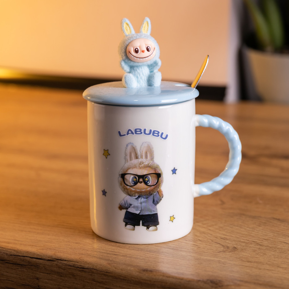 Зображення Чашка фарфорова Light House LG-30200 BL 300 мл з ложкою та кришкою блакитна ИМ Light-Deco 1 