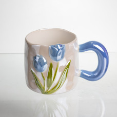 Чашка порцелянова Light House "Тюльпани" LG-30173 BL 400 мл блакитний