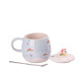 Изображение Чашка фарфоровая Rainbow Ceramic Mug 400ml с крышкой и ложкой Голубой HPCY8278BL ИМ Light-Deco 1 