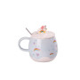 Изображение Чашка фарфоровая Rainbow Ceramic Mug 400ml с крышкой и ложкой Голубой HPCY8278BL ИМ Light-Deco 