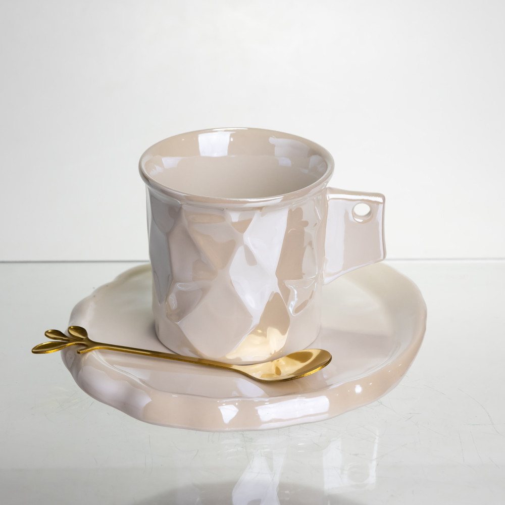 Зображення Чашка порцелянова Light House LG-30202 WT 200 мл із блюдцем та ложкою біла ИМ Light-Deco 