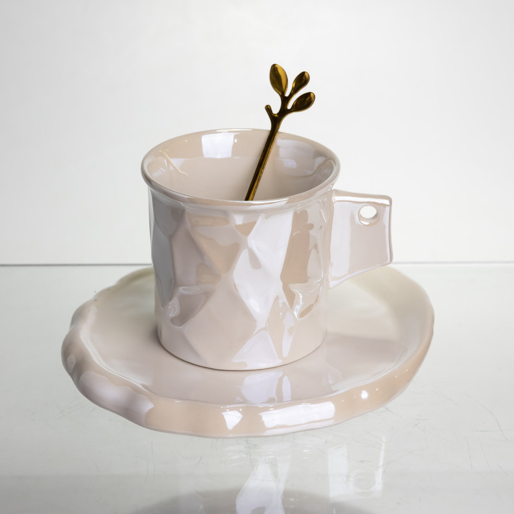 Зображення Чашка порцелянова Light House LG-30202 WT 200 мл із блюдцем та ложкою біла ИМ Light-Deco 3 