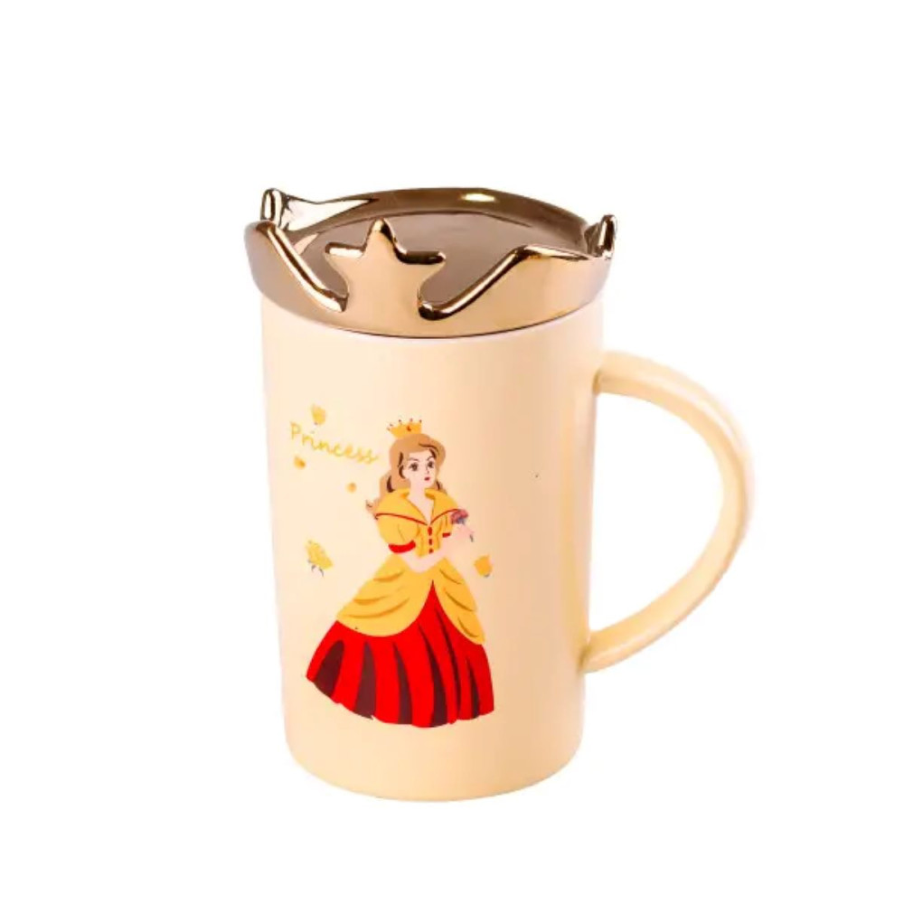 Зображення Чашка керамічна Light House Princess 400мл з кришкою (LG-20155) жовта ИМ Light-Deco 