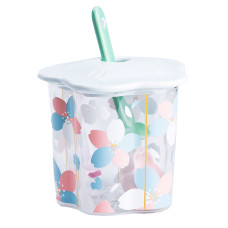 Чашка скляна  Light House 500 мл з ложкою та кришкою (LG-20142) блакитна 