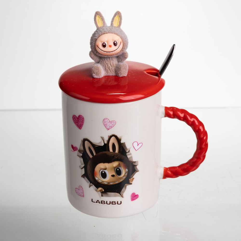 Зображення Чашка фарфорова Light House LG-30200 RD 300 мл з ложкою та кришкою червона ИМ Light-Deco 