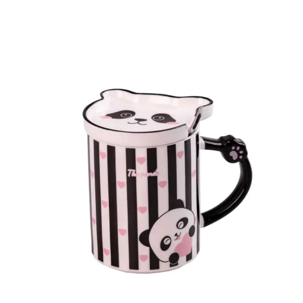 Изображение Чашка фарфоровая The Panda 350мл с блюдцем и ложкой Полоска HPCY8369ST ИМ Light-Deco 