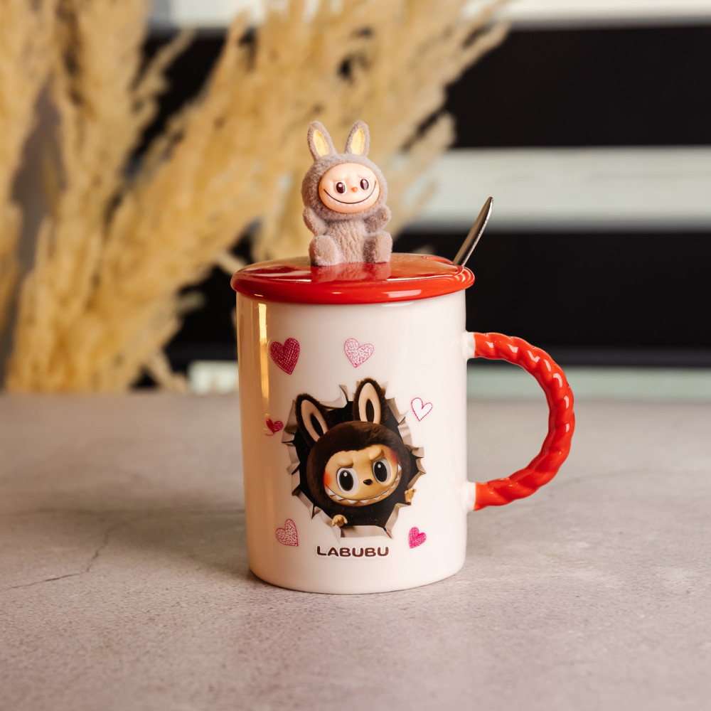 Зображення Чашка фарфорова Light House LG-30200 RD 300 мл з ложкою та кришкою червона ИМ Light-Deco 1 