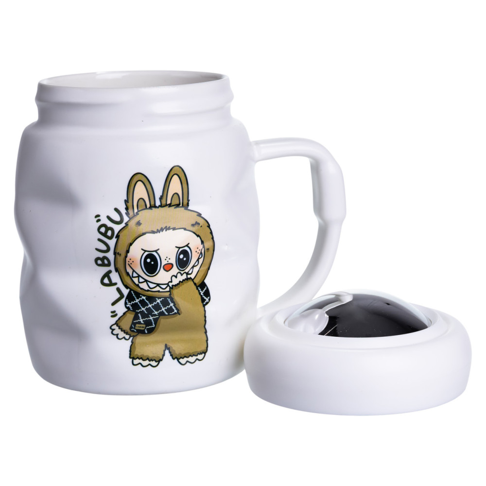 Зображення Чашка фарфорова Light House LG-30205 У 400 мл з кришкою біла з коричневим ИМ Light-Deco 1 