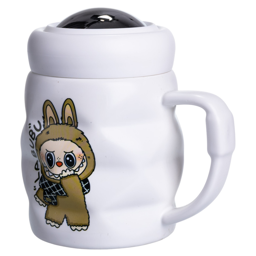 Зображення Чашка фарфорова Light House LG-30205 У 400 мл з кришкою біла з коричневим ИМ Light-Deco 2 