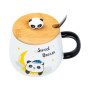 Изображение Чашка керамическая Light House Панда 450 мл с бамбуковой крышкой и ложкой (LG-20144) Белая ИМ Light-Deco 2 