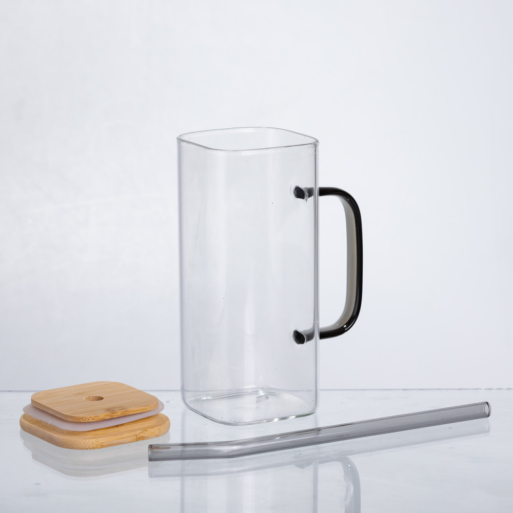 Зображення Кружка скляна з кришкою та прозорою трубочкою Light House LG-30162 CL+CL 400 мл прозора ИМ Light-Deco 1 